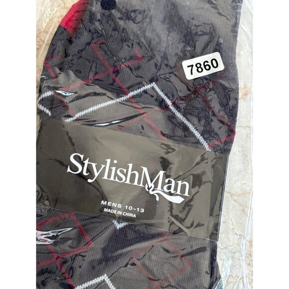 StylishMan Mens 10-13 Silver Geometric Socks  70% Cotton 27% Nylon 3% Lycra  Mac - Picture 3 of 6